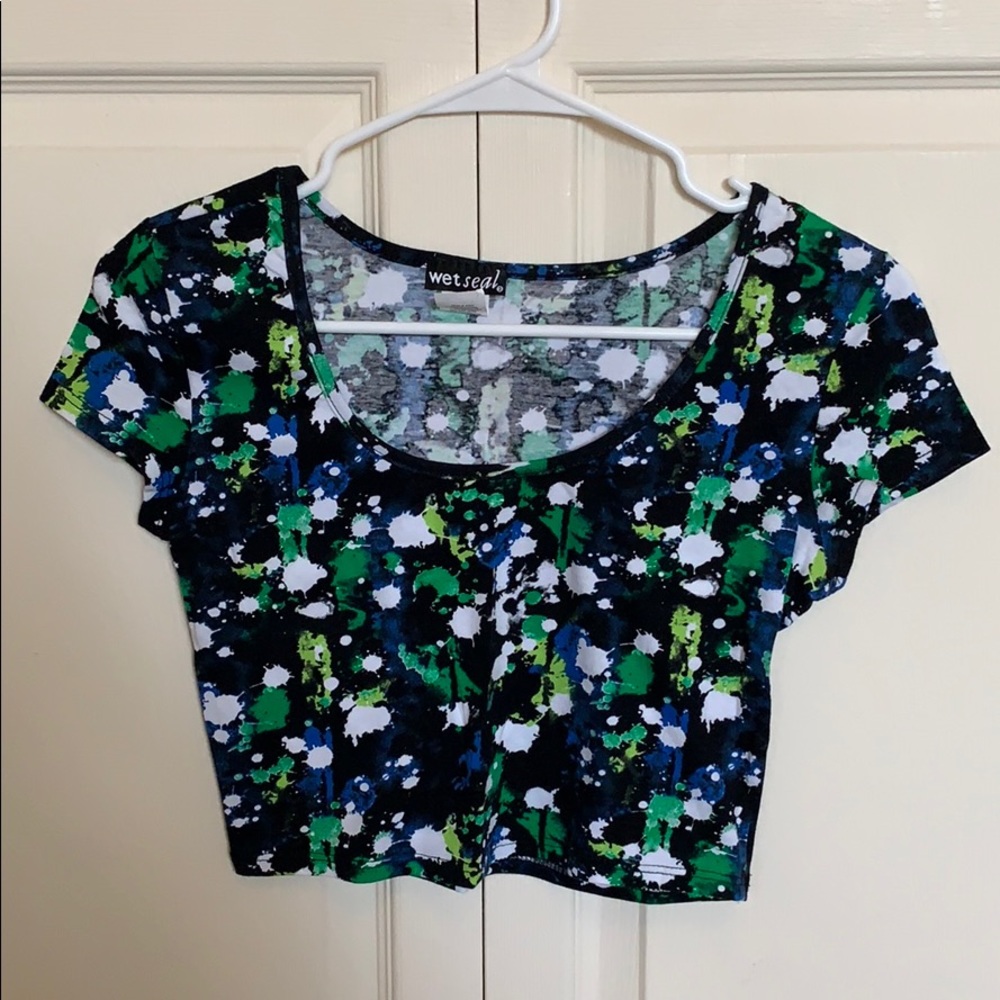 Splattered Paint short sleeve crop top